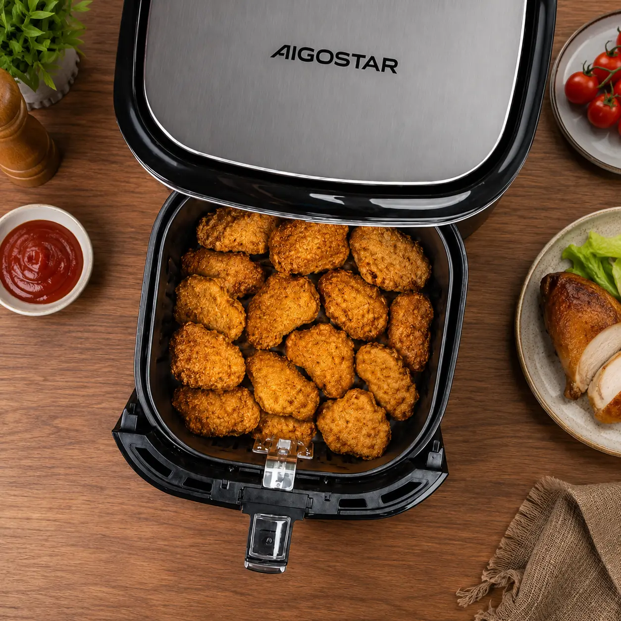 Freidora de aire Aigostar Cube 7 L como ejemplo de modelo familiar de la marca Aigostar