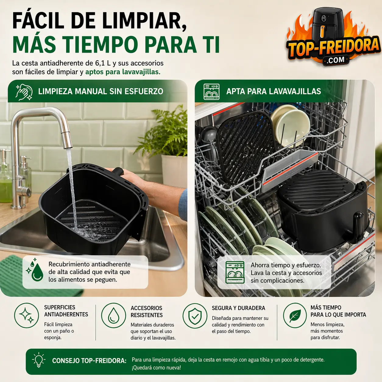 Bosch 6,1 L limpieza fácil y apta para lavavajillas