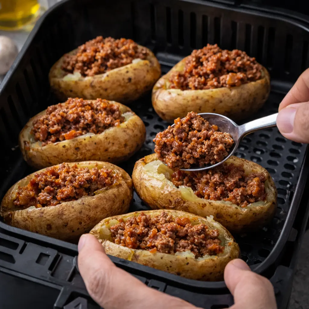 Cómo rellenar patatas asadas en freidora de aire