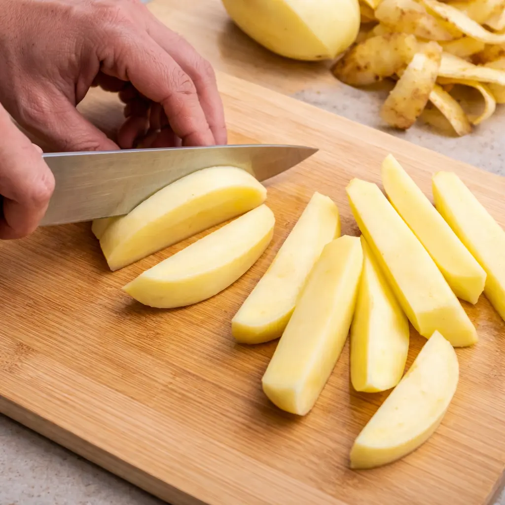 Patata natural en freidora de aire con acabado dorado y crujiente