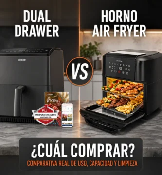 Dual drawer vs horno air fryer: qué formato conviene (caso real Cosori)