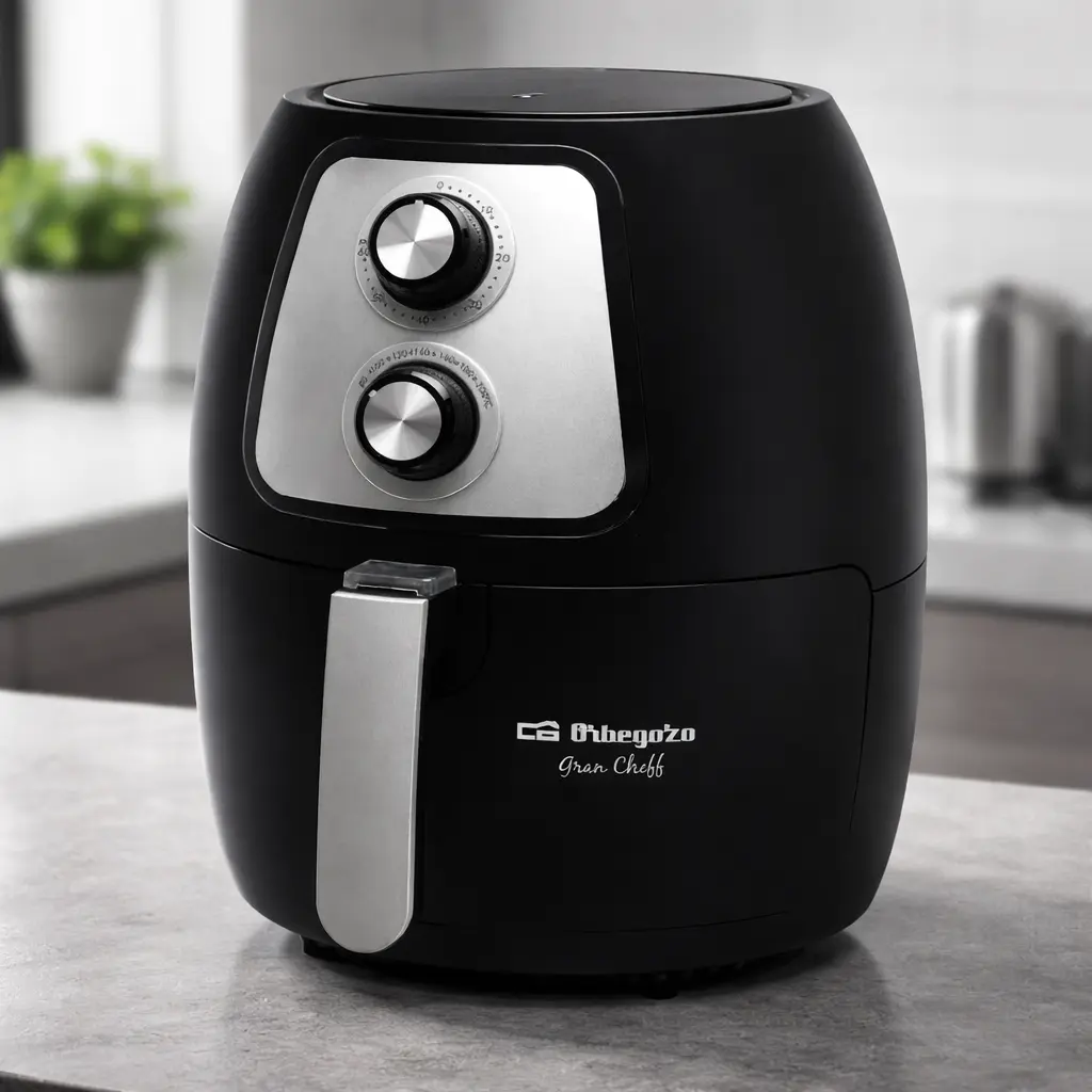 Freidora de aire Orbegozo FDR 6510 de 6,5 litros en acabado negro con frontal oscuro
