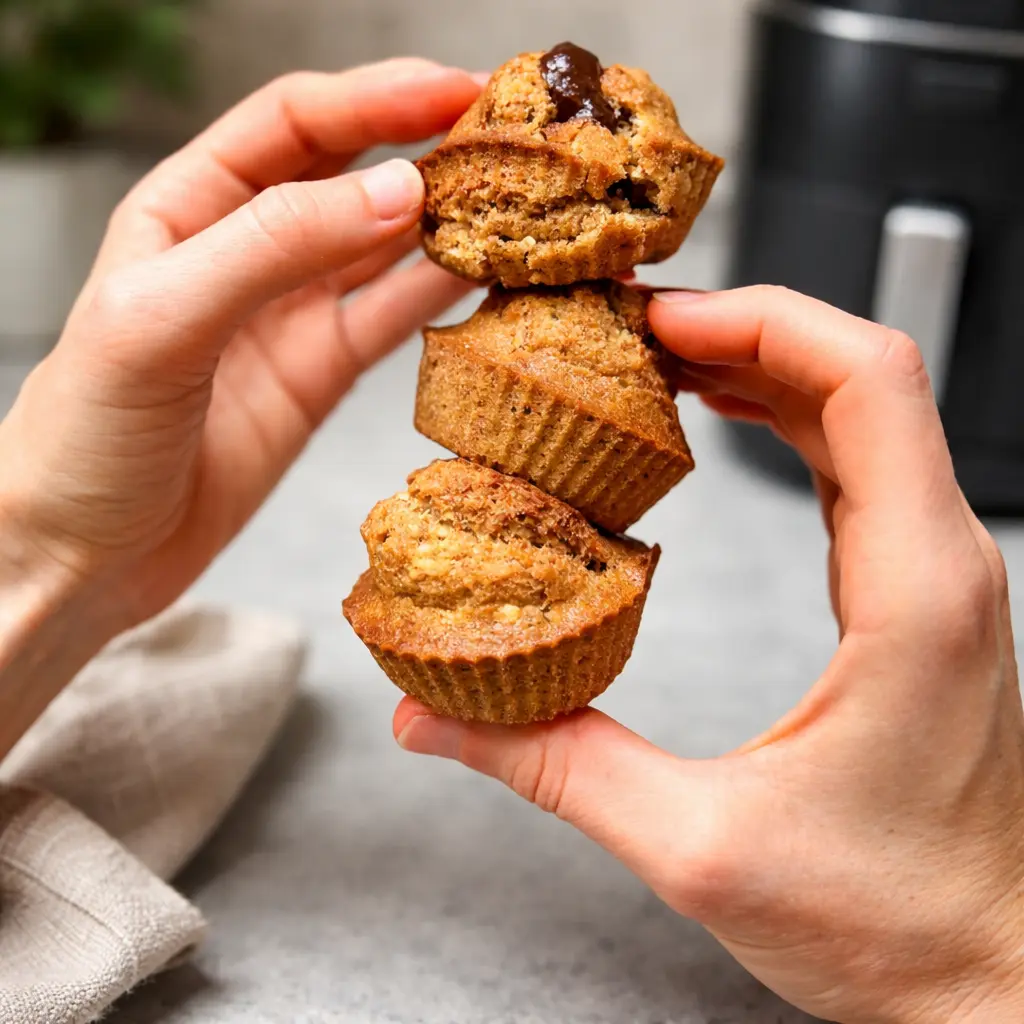 Magdalenas en freidora de aire esponjosas con chocolate