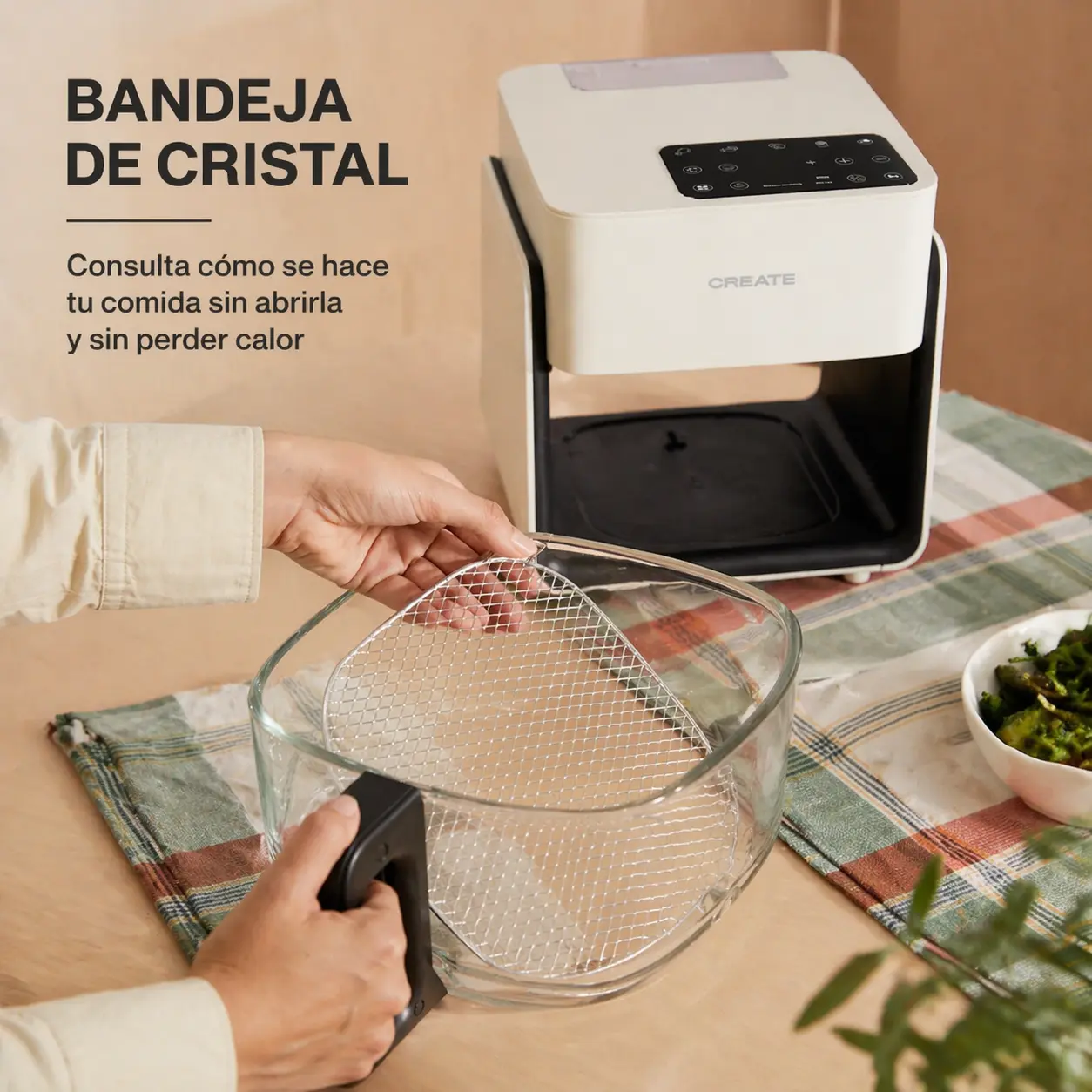 control táctil compacto con programas automáticos en freidora CREATE Studio Crystal