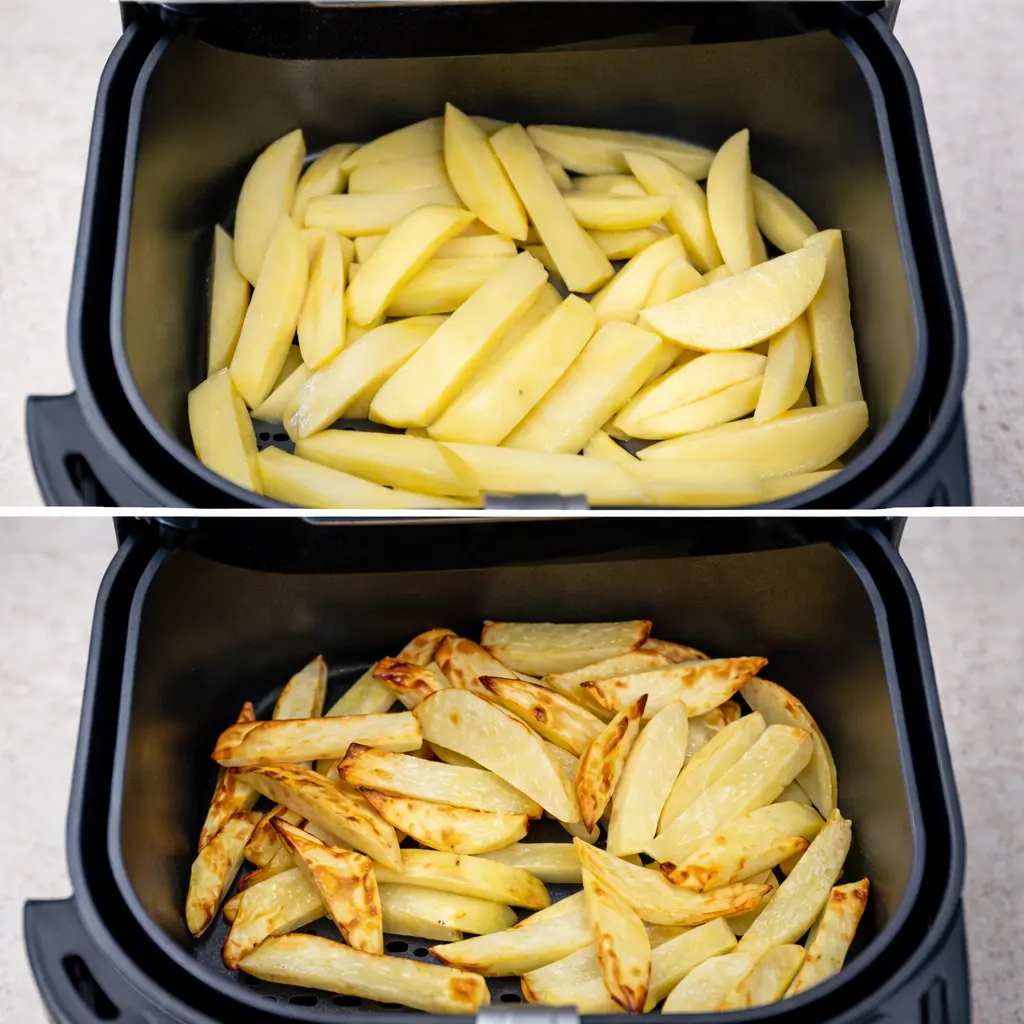 Patatas en air fryer doradas y crujientes resultado final