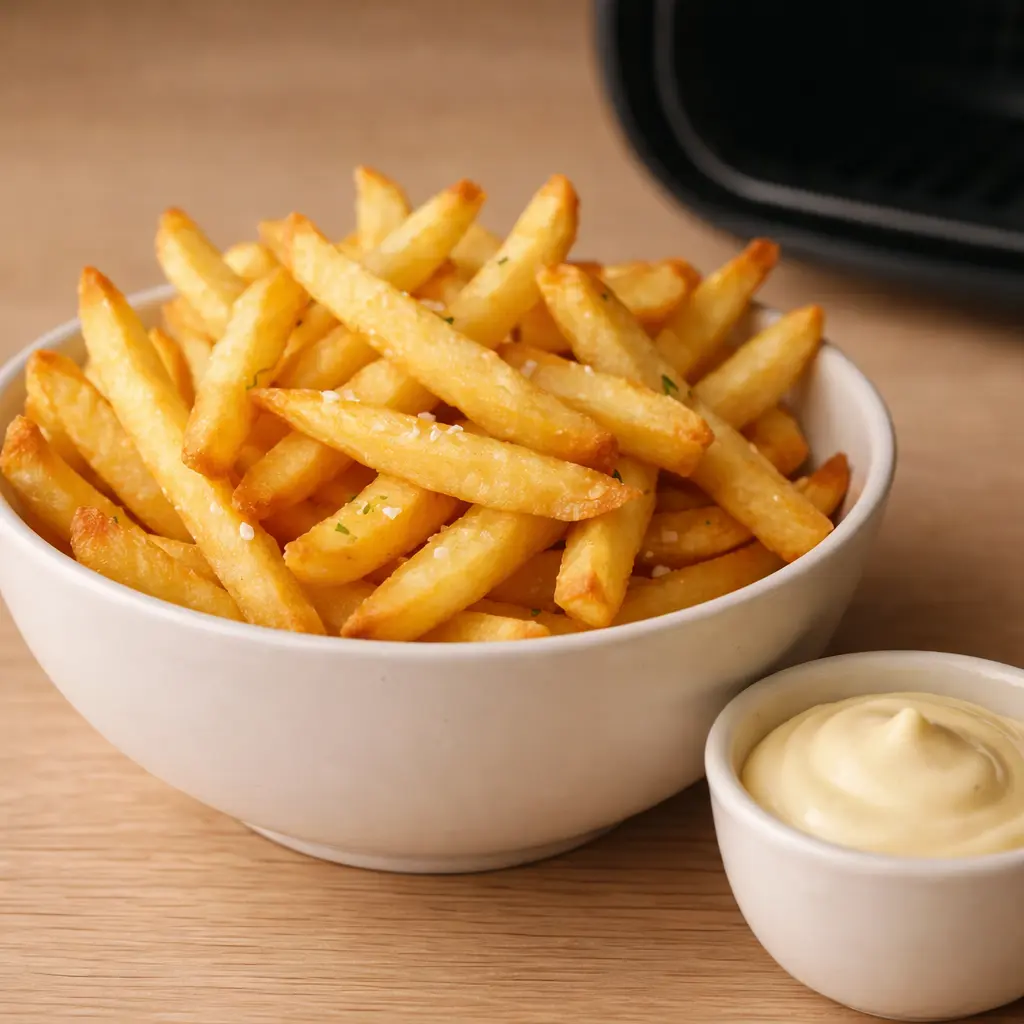 Patatas fritas caseras en freidora de aire crujientes