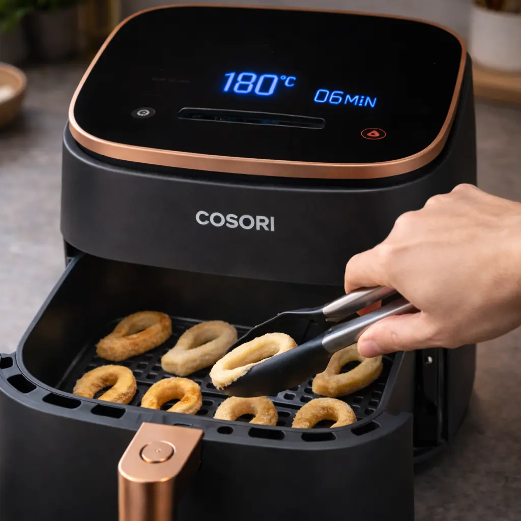 Resultado final de churros en freidora de aire