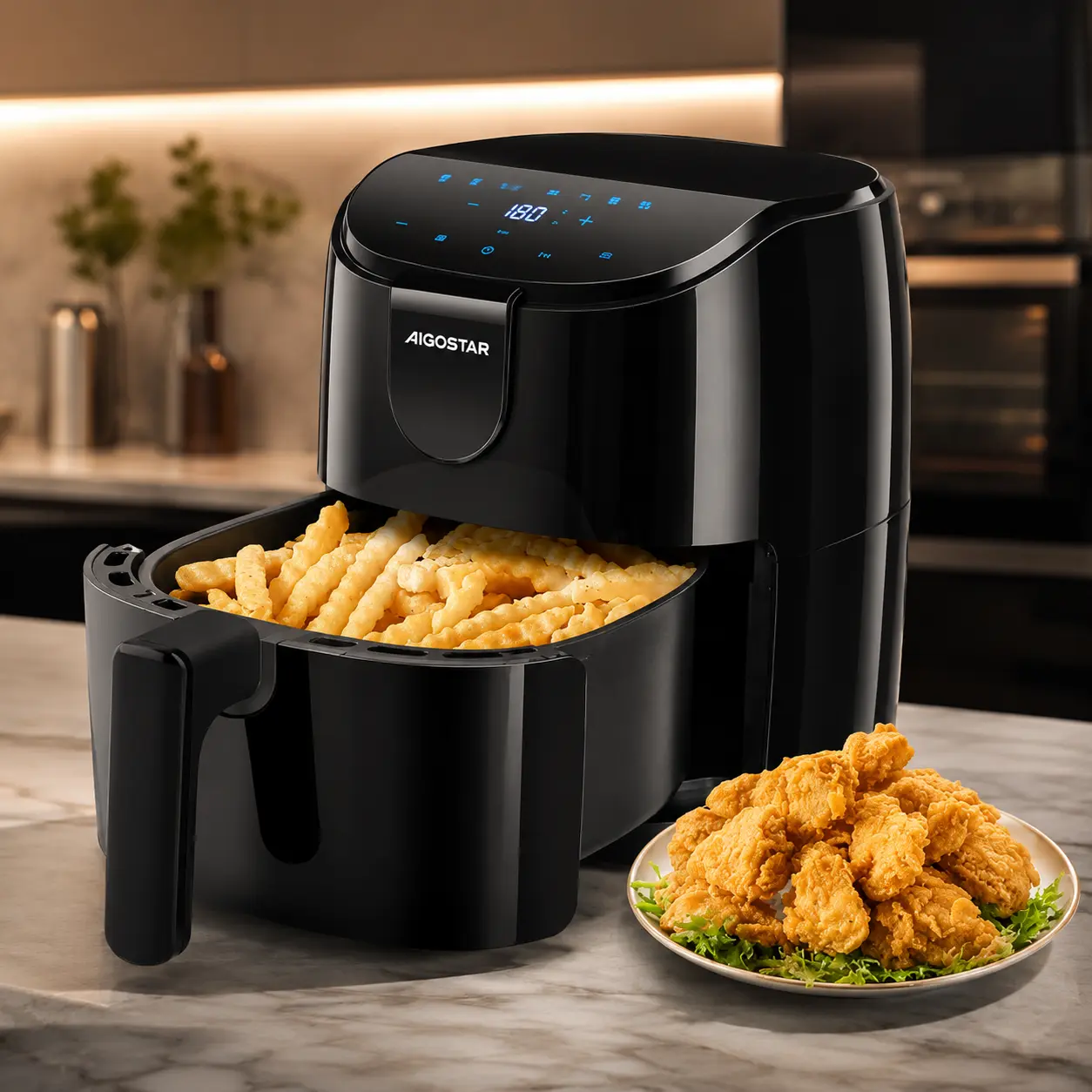 Freidora de aire Aigostar Hayden X 4 L con pantalla LED y cubeta compacta negra