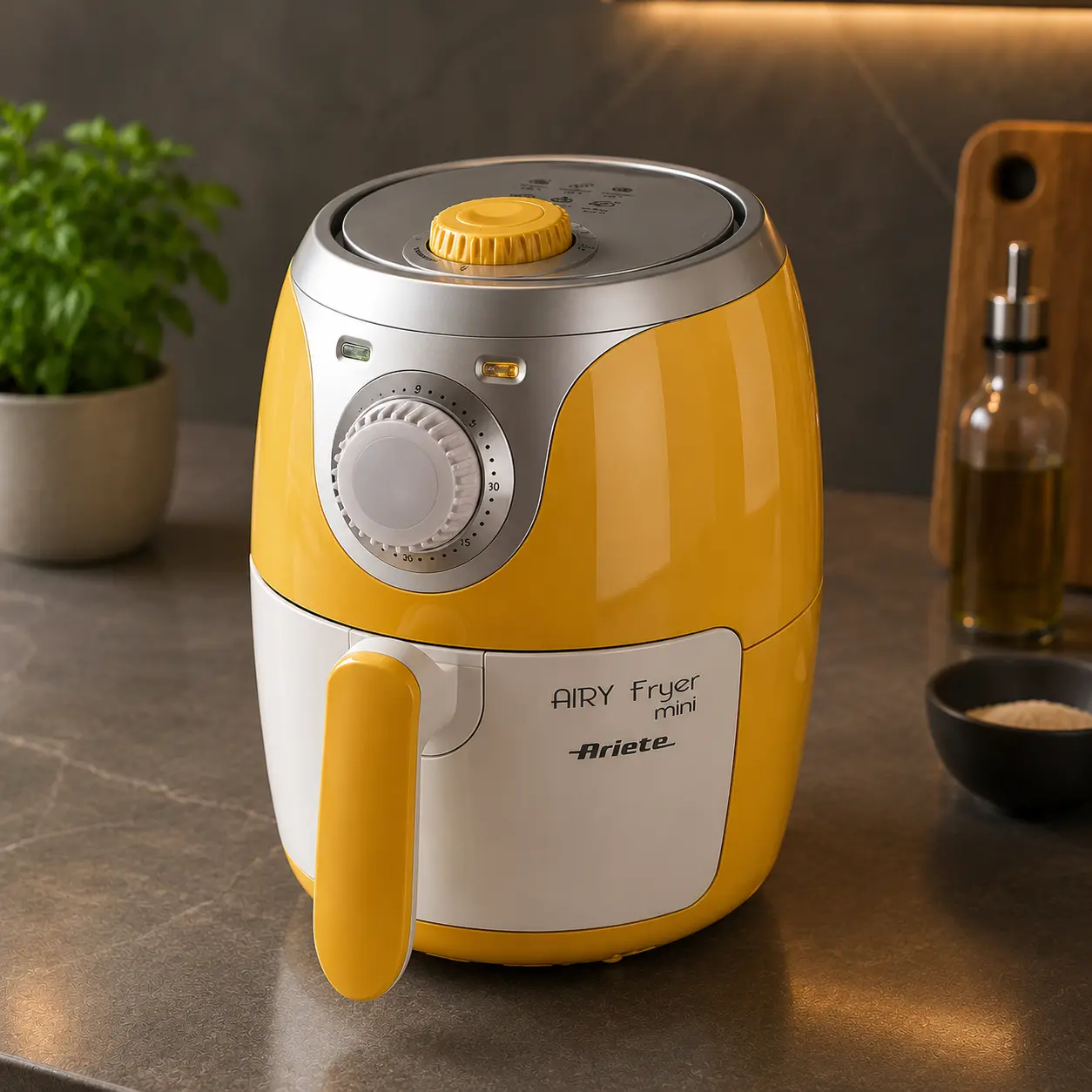 Ariete Air Fryer Mini 4615, freidora de aire compacta amarilla para una ración