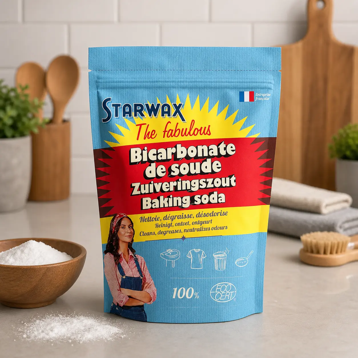 Bicarbonato de sodio Starwax para limpiar grasa incrustada en freidora de aire