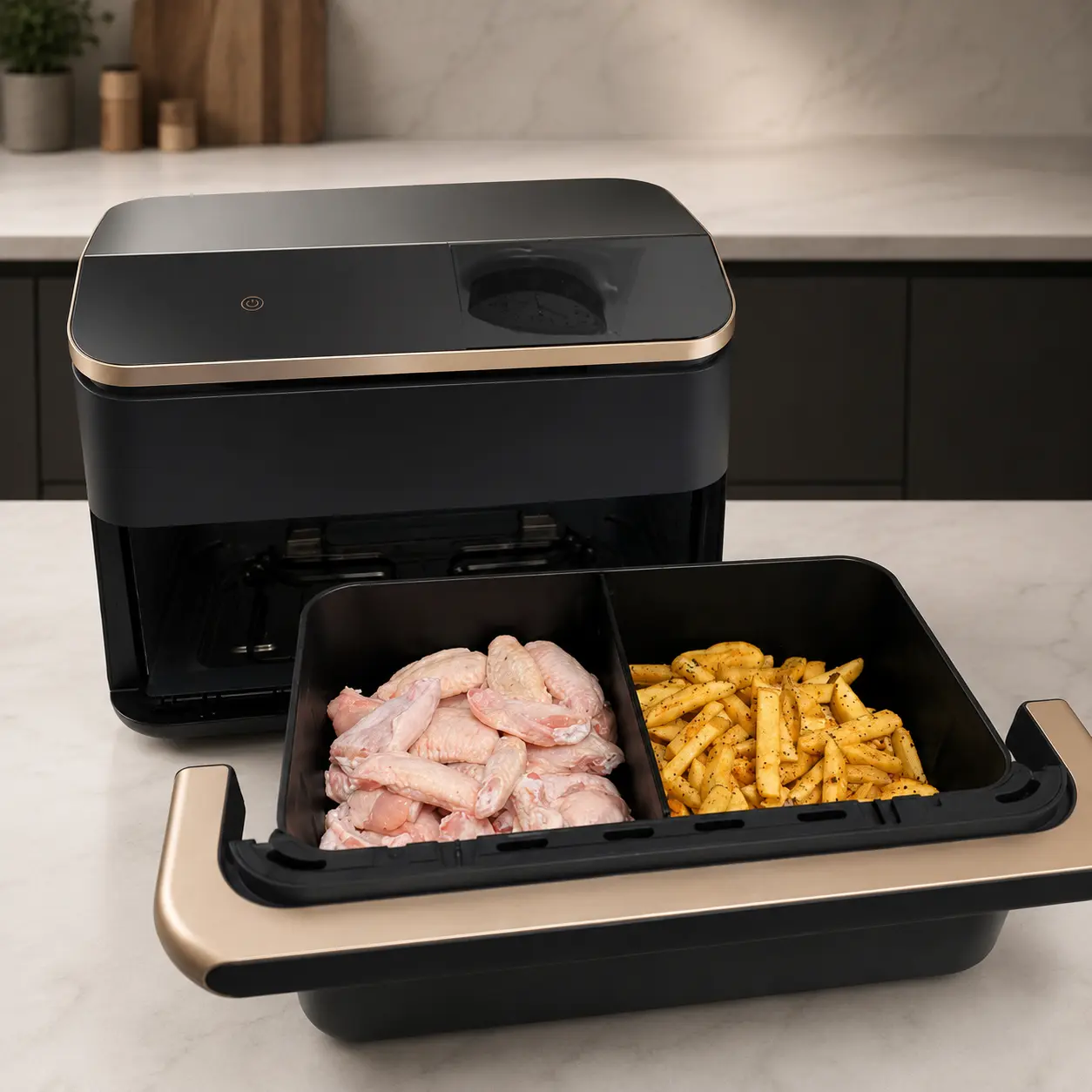 Cosori Dual Blaze Twinfry 10 L gris con cesta convertible de gran capacidad