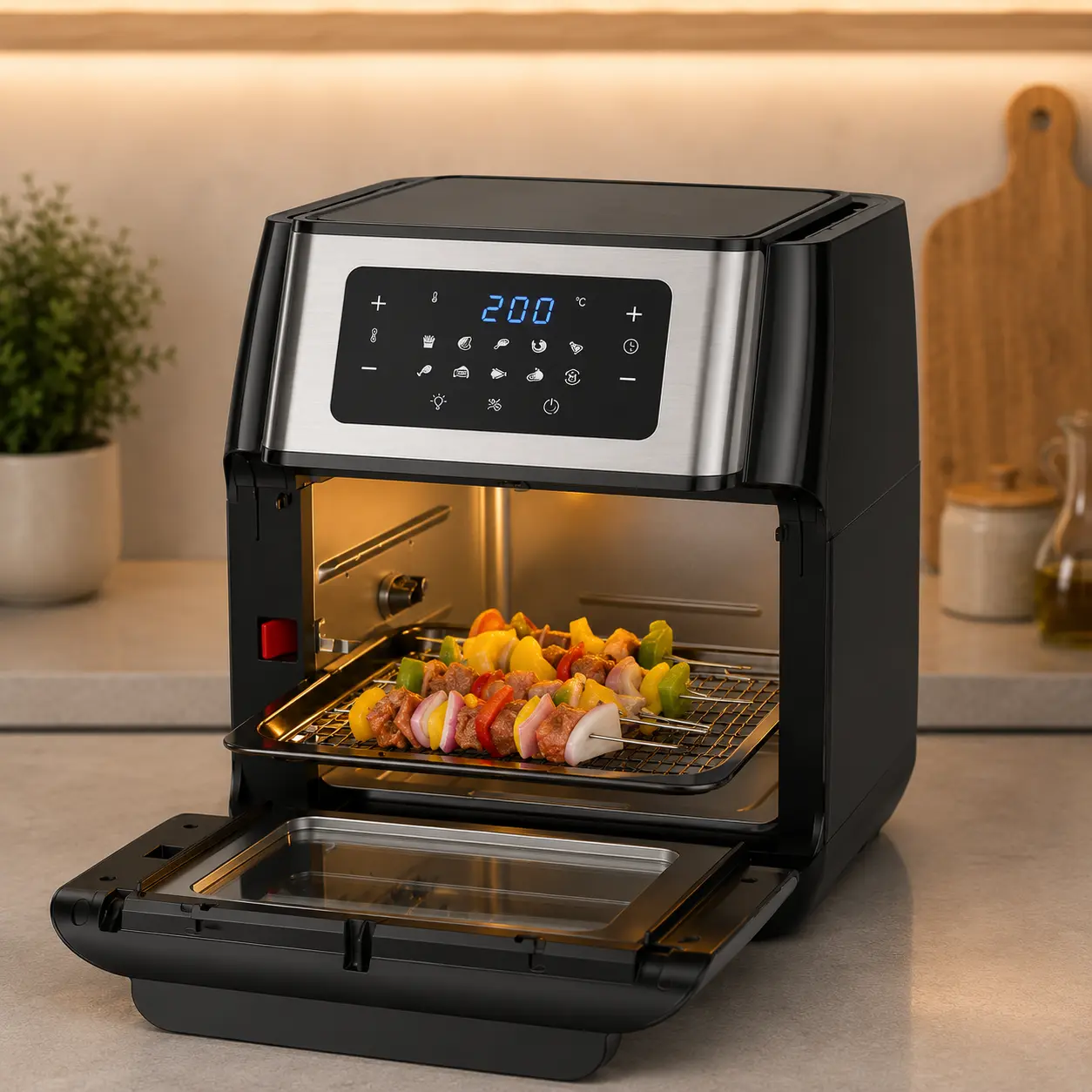 Innsky IS-AF-002: horno air fryer 10 L con bandejas, puerta frontal y 1500 W.