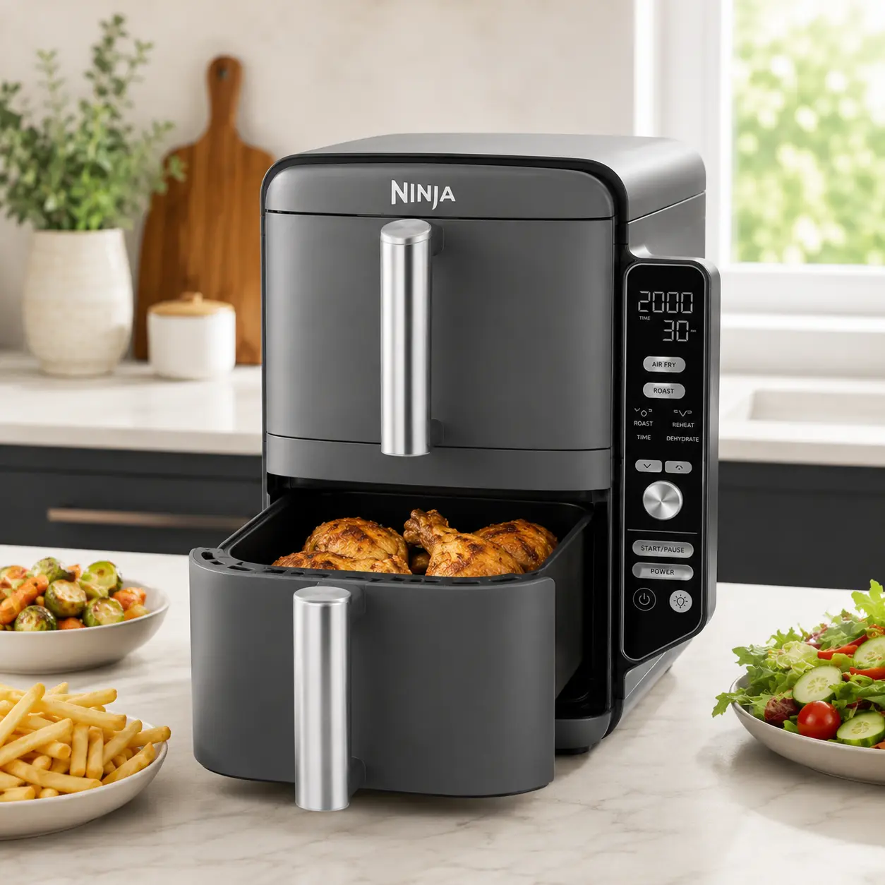 Ninja SL400EU Double Stack XL, freidora de aire vertical de doble zona y 9,5 L