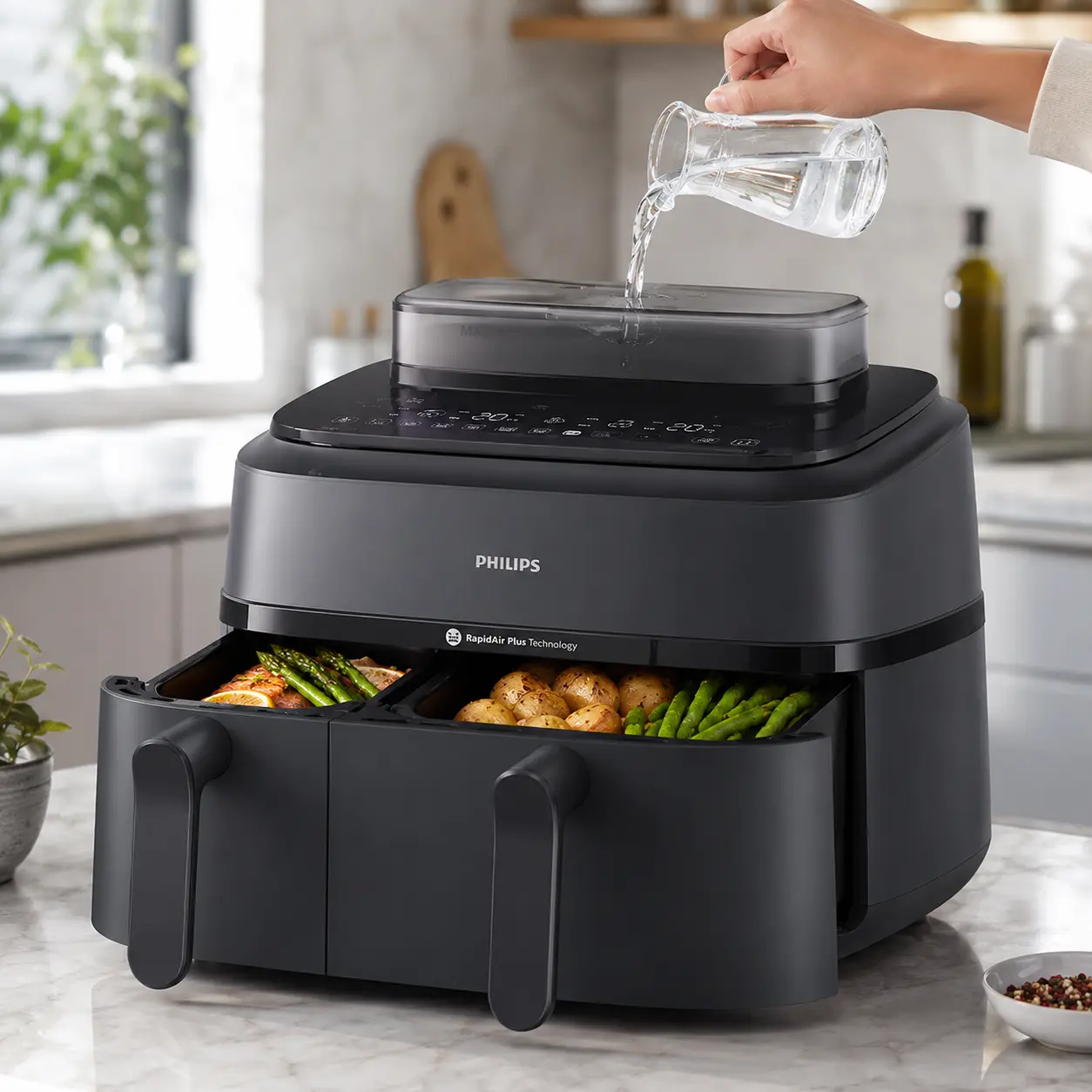 Freidora de aire con vapor y airfryer con vaporizador comparadas por formato y uso