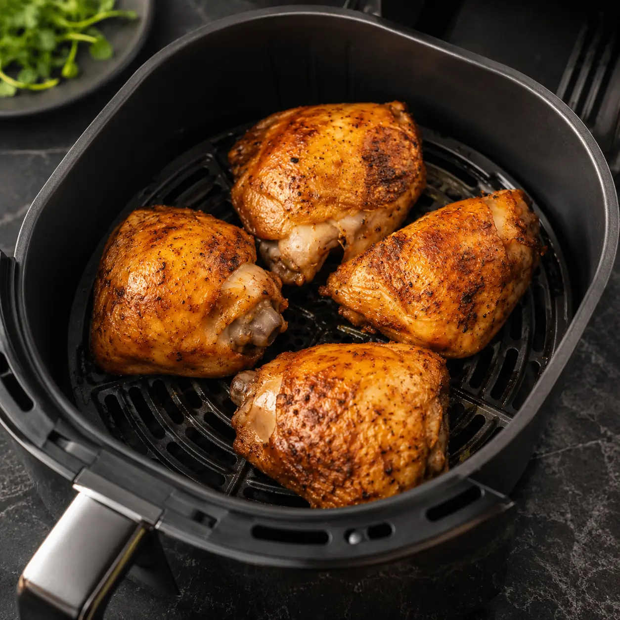 Recetas fáciles en airfryer para principiantes con patatas doradas en la cesta de la freidora de aire