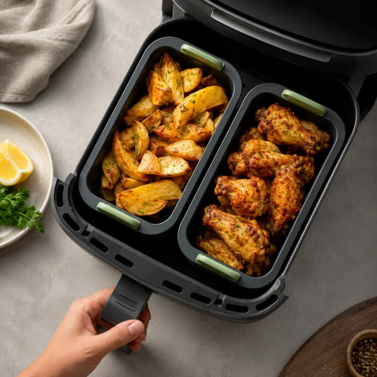 Airfryer con la cesta demasiado llena